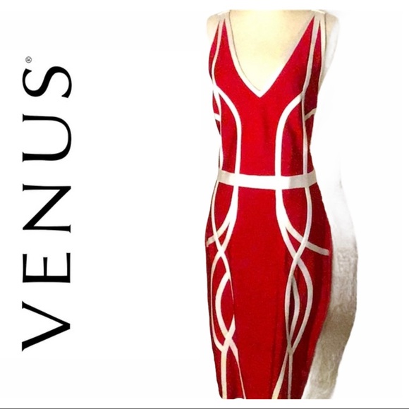 VENUS Dresses & Skirts - Bodycon dress in red & white size 12